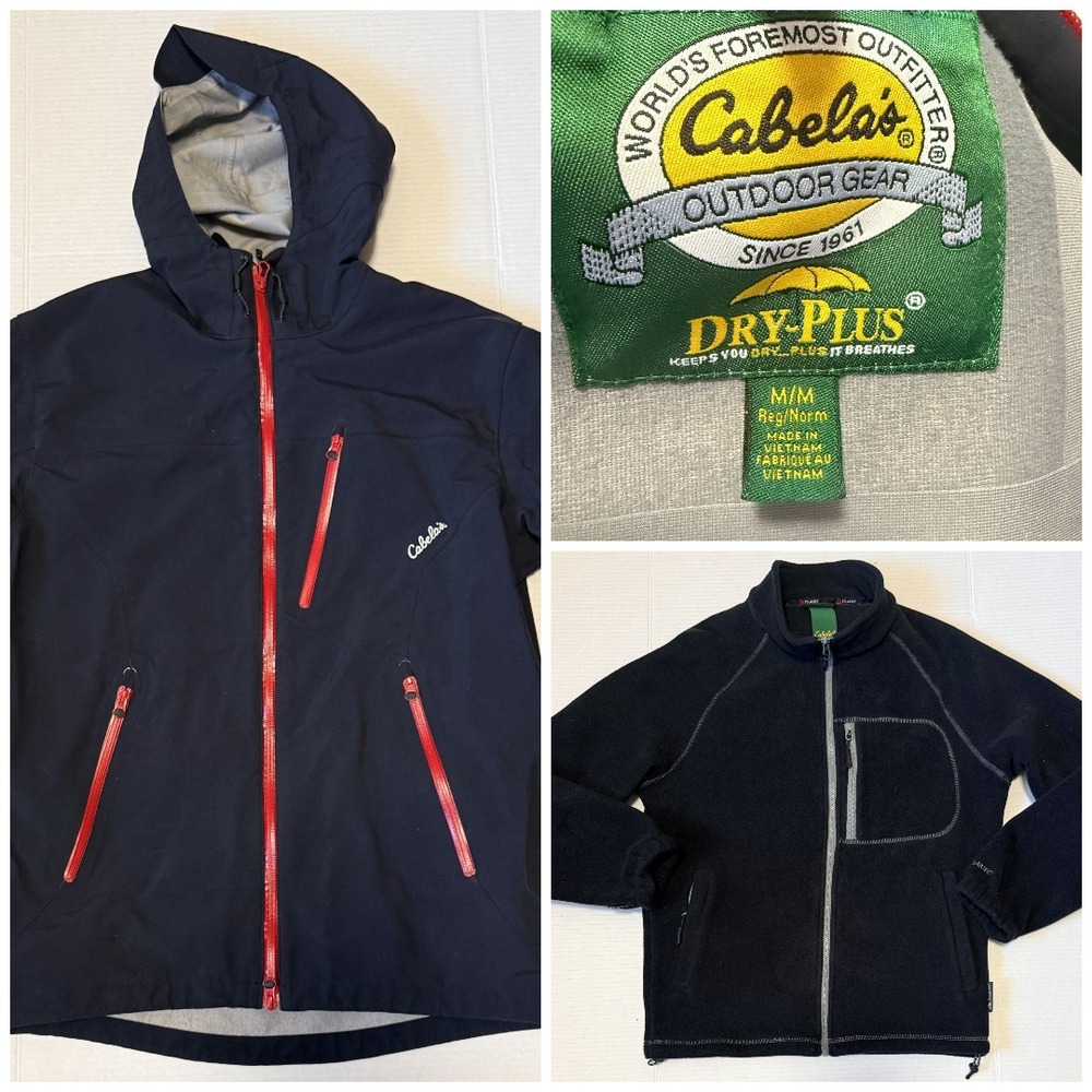 CABELAS Dry-Plus - Men's 3-in-1 Polartec Fleece Hooded Waterproof Jacket -Medium